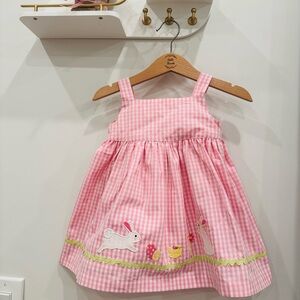 Gymboree Pink Gingham Dress with Bunny and Chick Appliqué